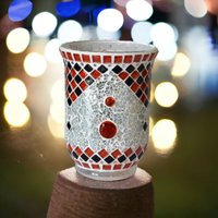 Windlicht Rot Schwarz Spiegel 15 cm Hoch - Handgemacht Kerzenhalter Teelichthalter Kerzenständer Utensilo Vase von Mosaikkasten