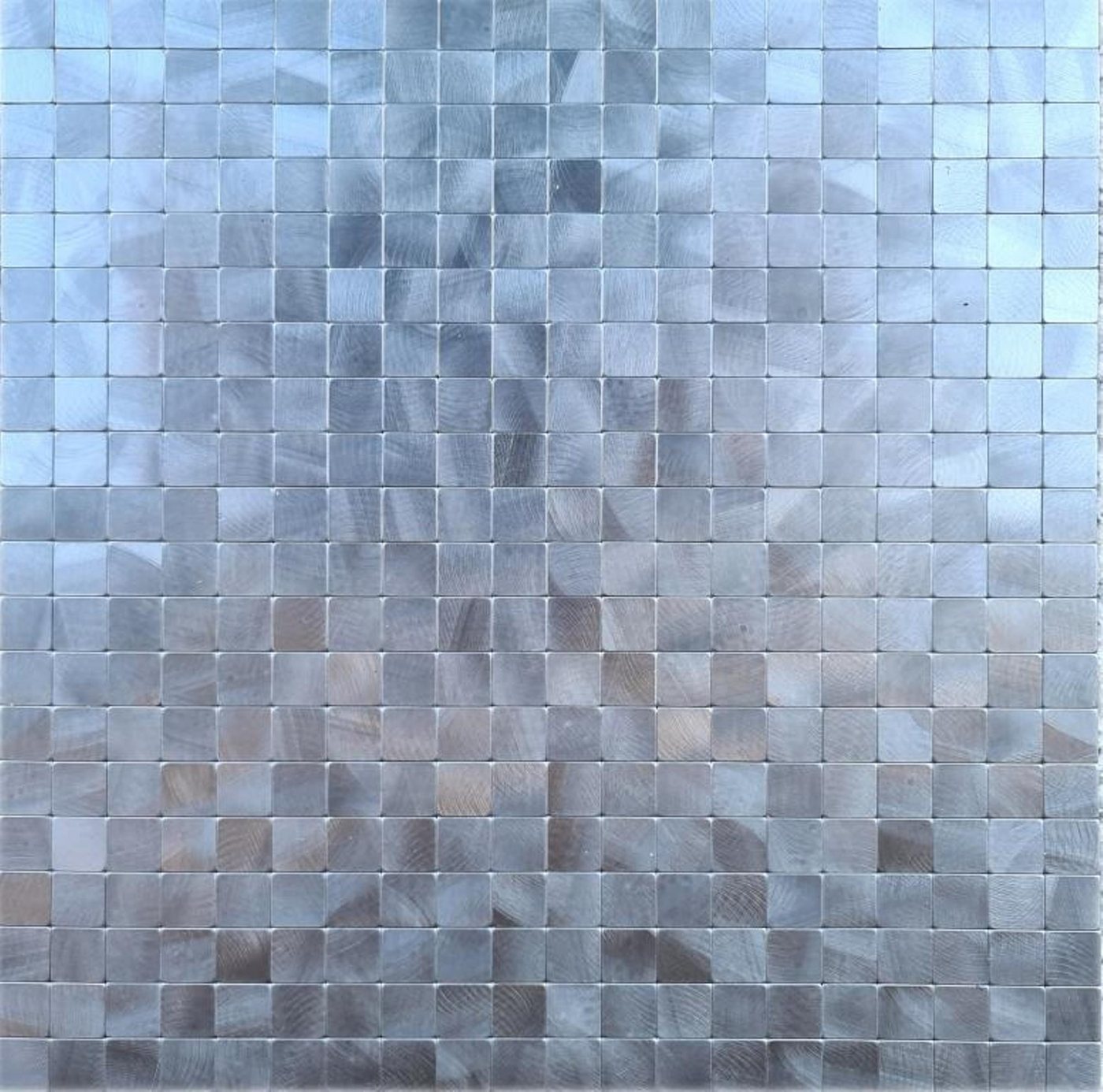 Mosani Aluminium Metall Mosaikfliesen 10 Stk. Selbstklebende Wandfliesen Mosaik Fliesen Klebemosaik, Silber, Set, 10-teilig = 0,9 m², Spritzwasserbereich geeignet, Küchenrückwand Spritzschutz von Mosani