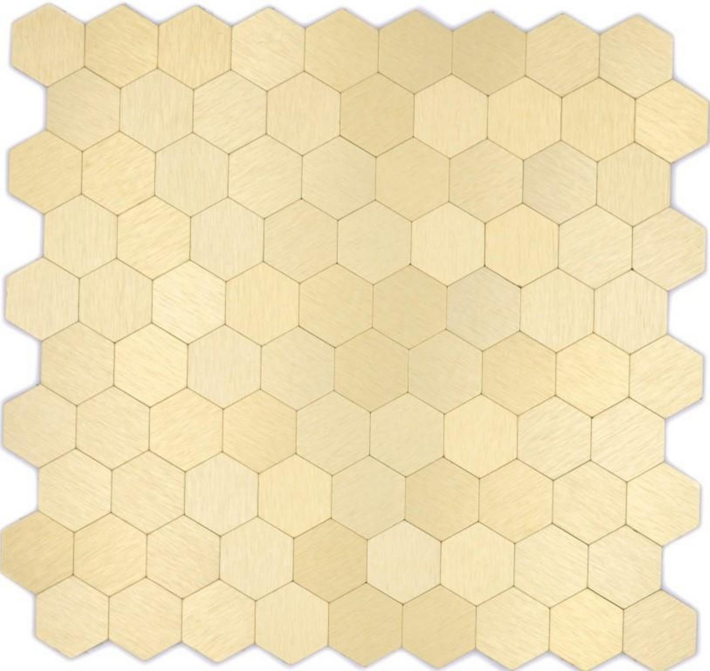 Mosani Aluminium Metall Mosaikfliesen Selbstklebende Wandfliesen Klebemosaik, Gold, Set, 10-teilig, 0,81 m², Spritzwasserbereich geeignet, Küchenrückwand Spritzschutz von Mosani