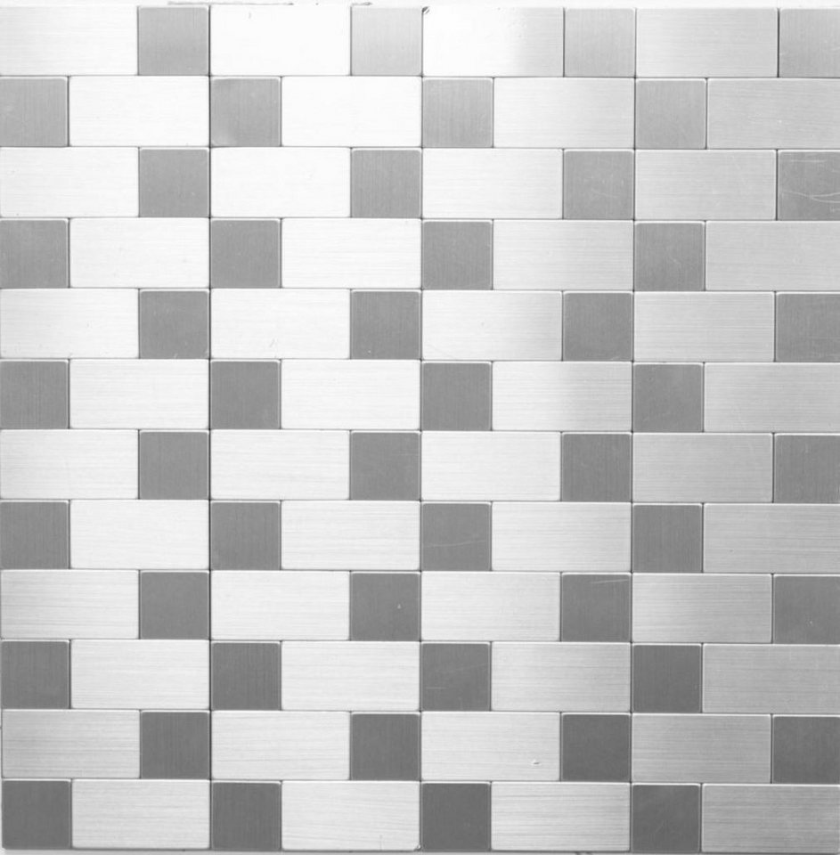 Mosani Aluminium Metall Mosaikfliesen selbstklebende Wandfliesen Wanddekor Fliesenaufkleber, 30.5x30,5, Silber, Spritzwasserbereich geeignet, Küchenrückwand Spritzschutz von Mosani