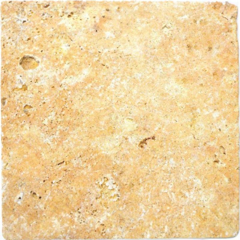 Mosani Bodenfliese Fliese Travertin Naturstein gelb gold Goldbraun von Mosani