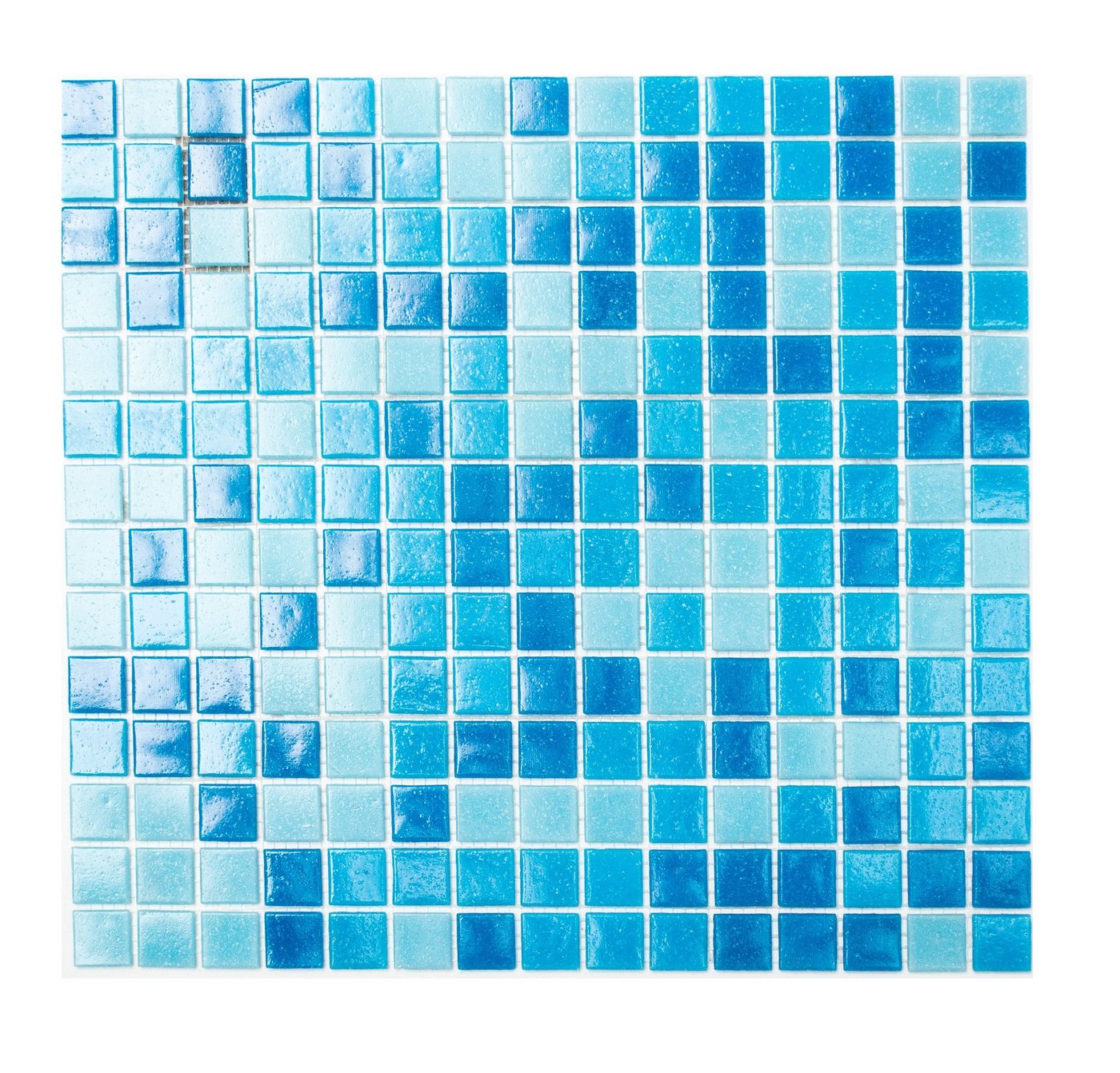 Mosani Bodenfliese Glasmosaik Mosaikfliesen mix hellblau blau matt / 10 Matten von Mosani