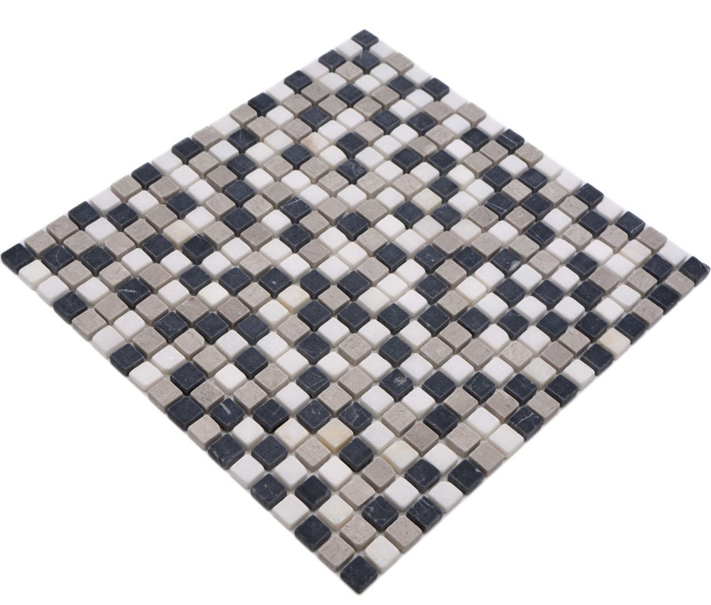 Mosani Bodenfliese Marmormosaik Mosaik beige grau schwarz matt / 10 Mosaikmatten von Mosani