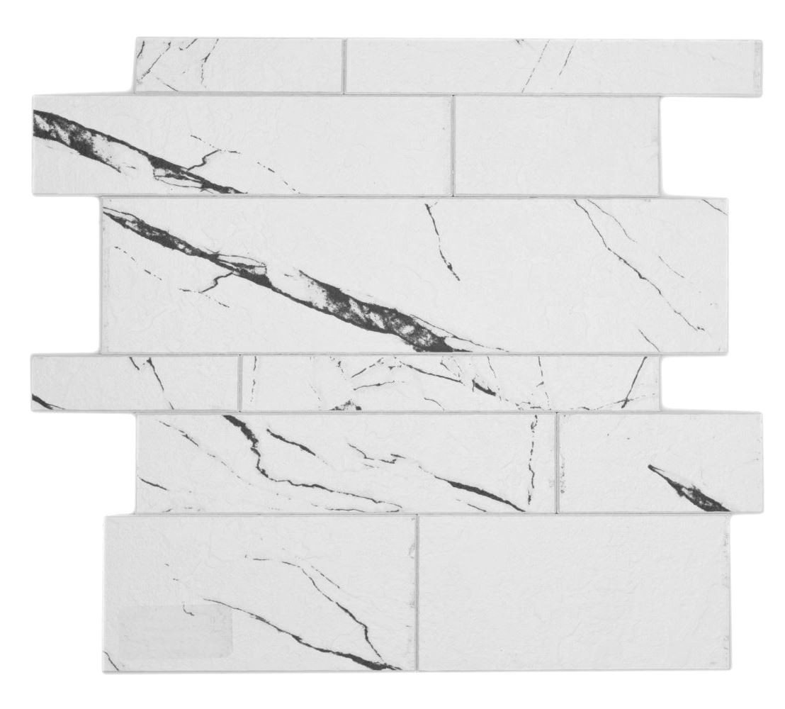 Mosani Dekorpaneele selbstklebende Vinyl Wandpaneele in Steinoptik schwarz weiß, BxL: 29,60x29,80 cm, Spritzwasserbereich geeignet, Küchenrückwand Spritzschutz von Mosani