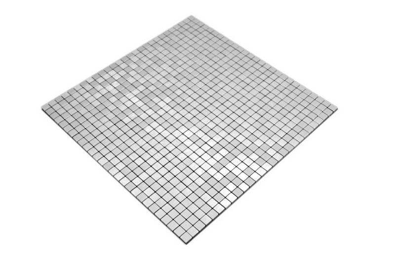 Mosani Mosaikfliesen Alu Mosaik Metall Mosaik Selbstklebend silber matt / 10 Matten von Mosani