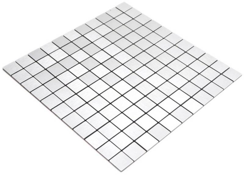 Mosani Mosaikfliesen Alu Mosaik Metall Mosaik Selbstklebend silber matt / 10 Matten von Mosani