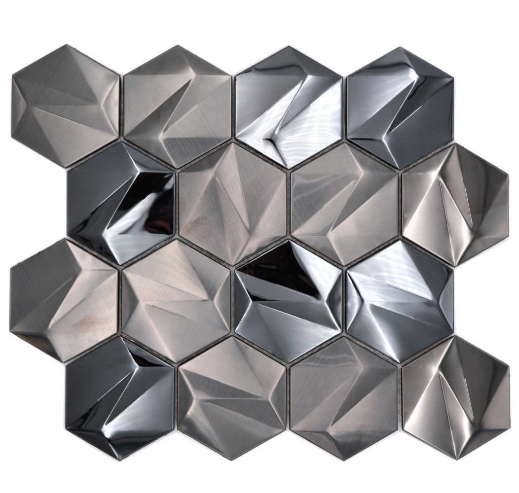 Mosani Mosaikfliesen Edelstahl Hexagon Mosaikfliesen 3D Stahl Tungsten Mosani Mosaikfliesen Edelstahl Hexagon Mosaikfliesen 3D Stahl Tungsten von Mosani