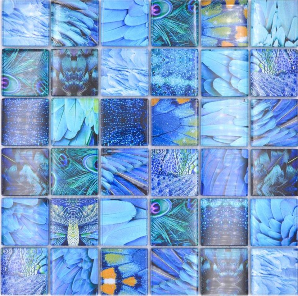 Mosani Mosaikfliesen Glasmosaik Crystal Mosaik blau glänzend / 10 Mosaikmatten von Mosani