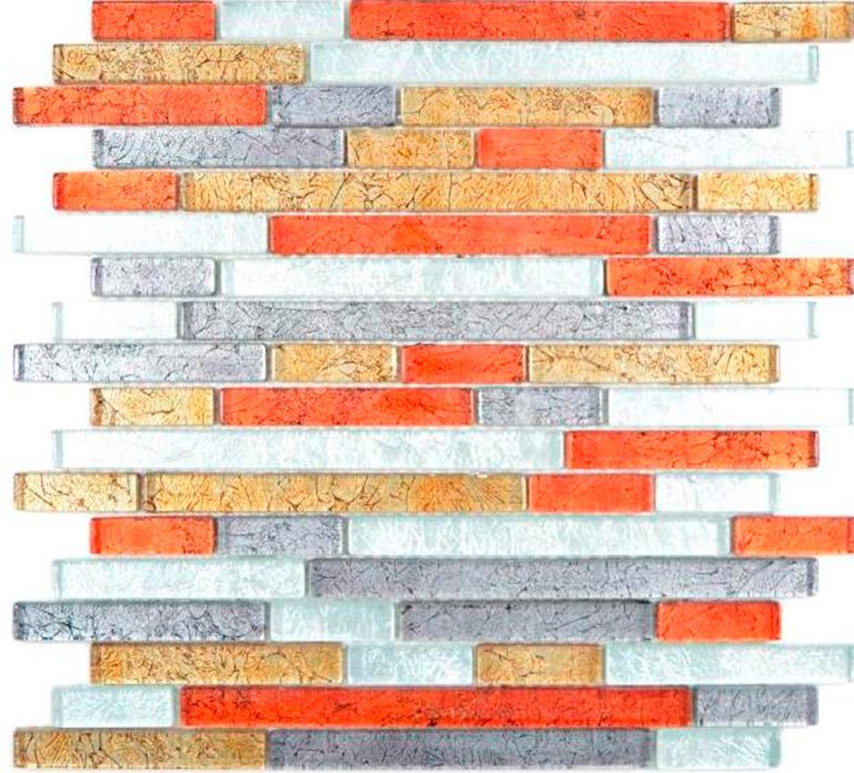 Mosani Mosaikfliesen Glasmosaik Crystal Mosaik gold silber schwarz rot / 10 Matten von Mosani