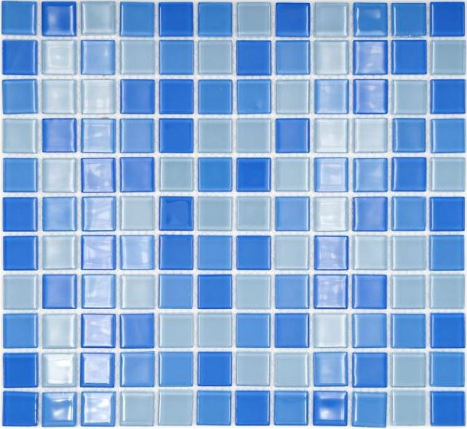 Mosani Mosaikfliesen Glasmosaik Crystal Mosaik hellblau glänzend / 10 Matten von Mosani