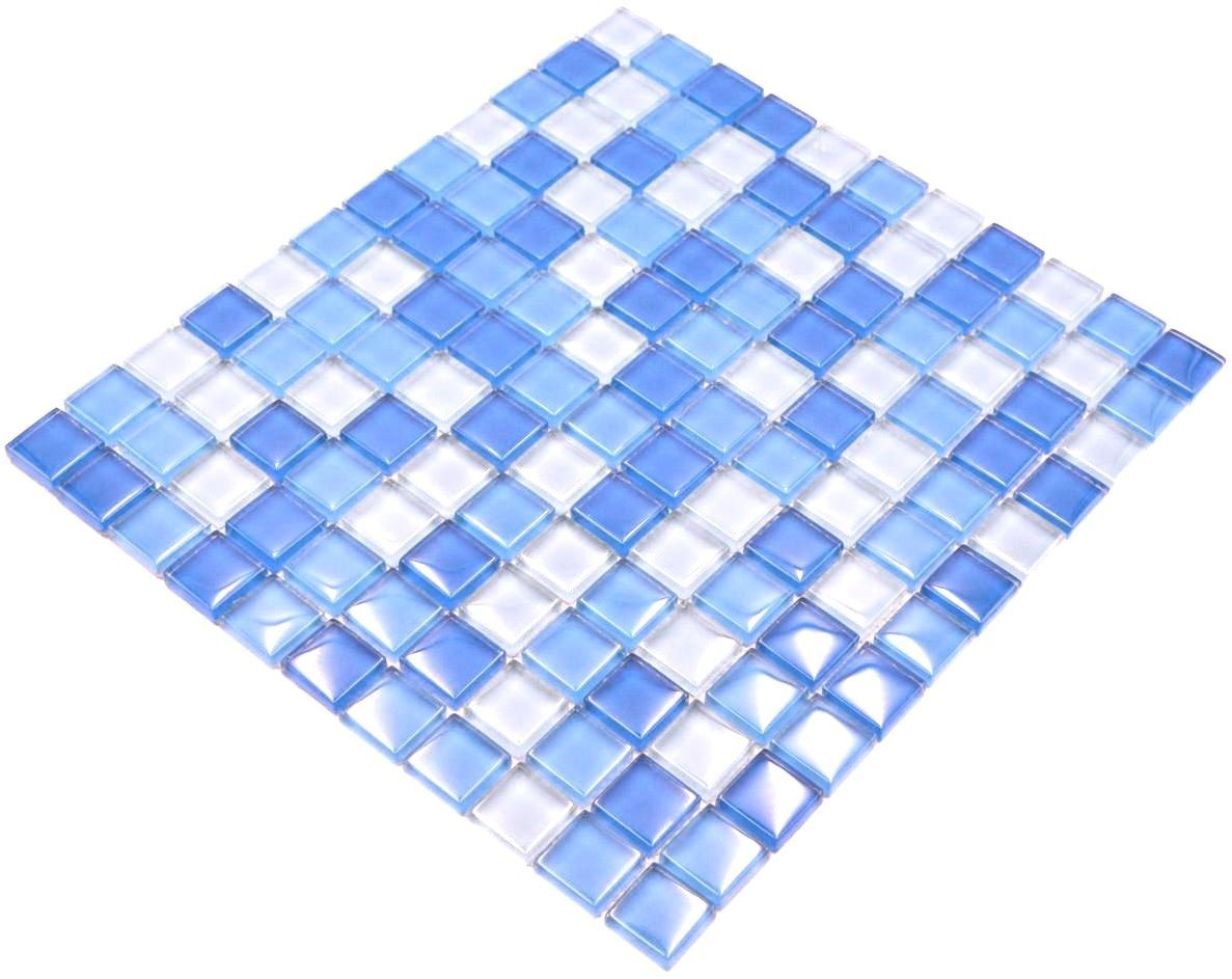 Mosani Mosaikfliesen Glasmosaik Crystal Mosaik hellblau glänzend / 10 Matten von Mosani