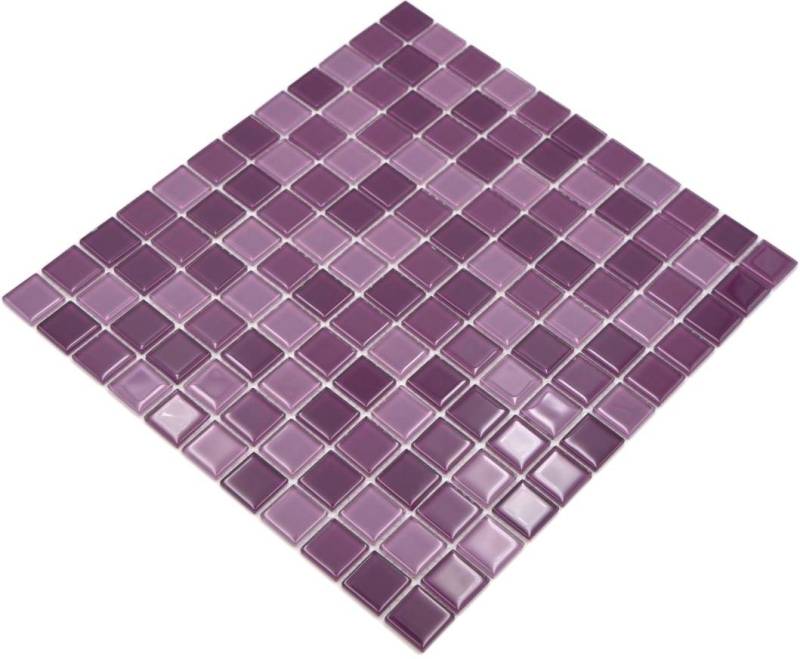 Mosani Mosaikfliesen Glasmosaik Crystal Mosaik lila glänzend / 10 Matten von Mosani