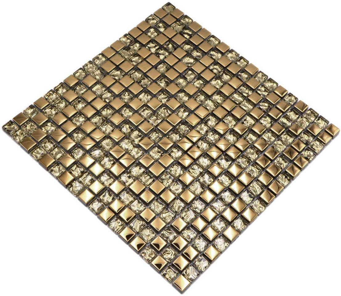 Mosani Mosaikfliesen Glasmosaik Crystal Mosaikfliesen gold glänzend / 10 Matten von Mosani