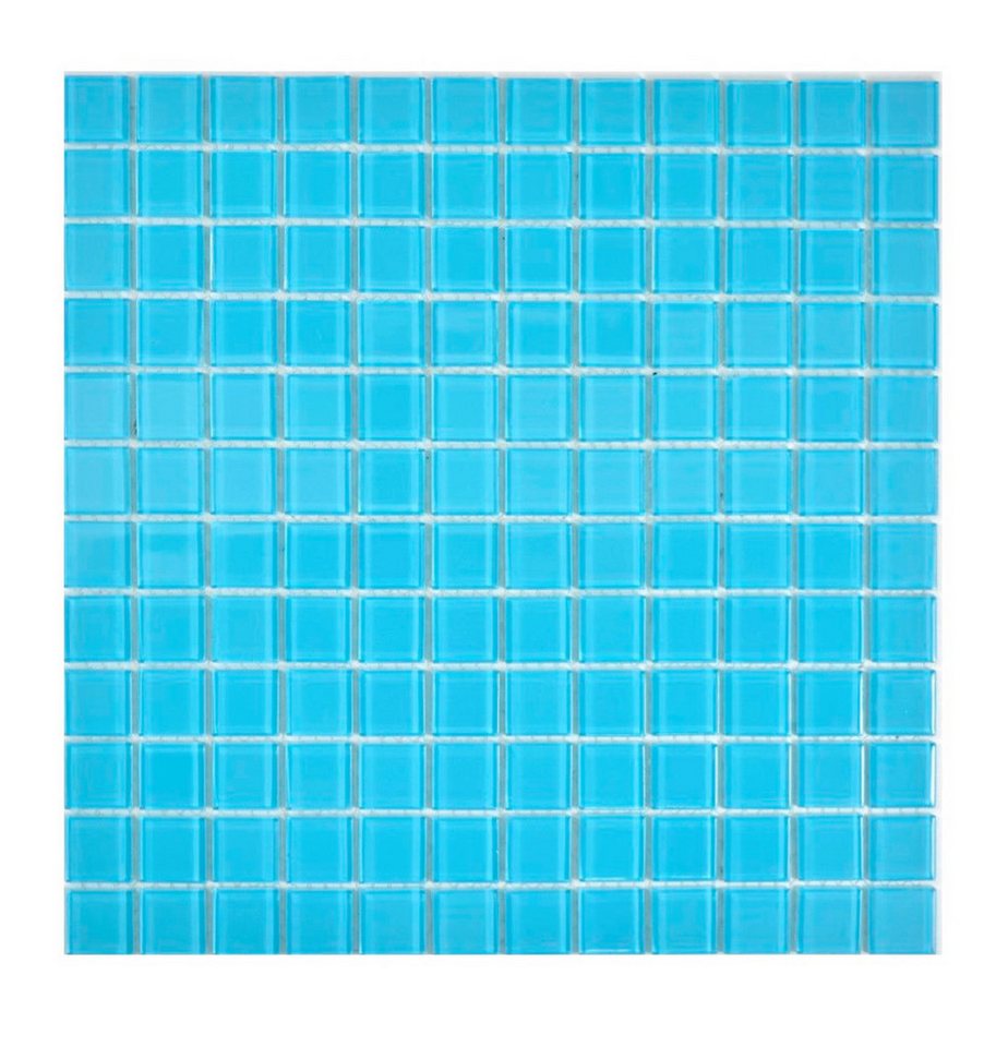 Mosani Mosaikfliesen Glasmosaik Crystal Mosaikfliesen hellblau glänzend / 10 Matten von Mosani