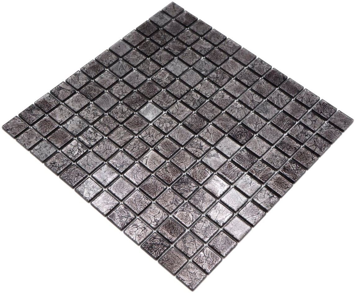 Mosani Mosaikfliesen Glasmosaik Crystal Mosaikfliesen schwarz glänzend / 10 Matten von Mosani
