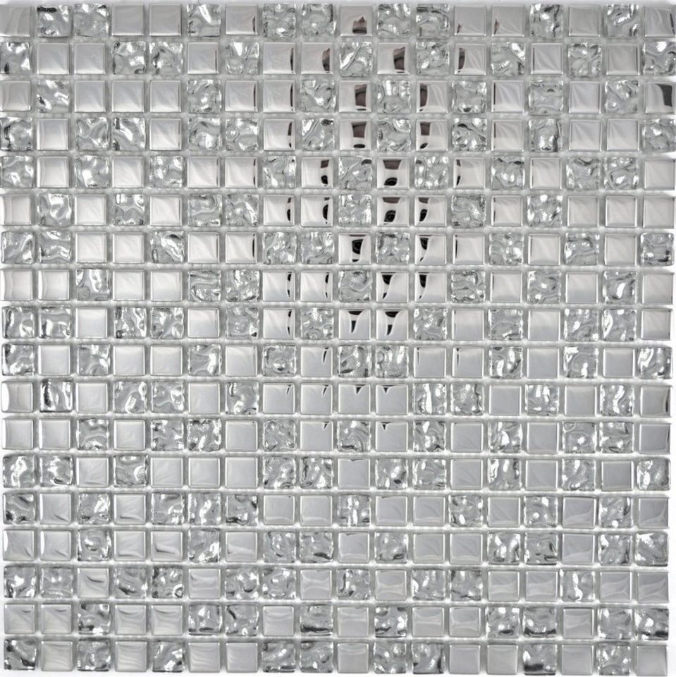 Mosani Mosaikfliesen Glasmosaik Crystal Mosaikfliesen silber glänzend / 10 Matten von Mosani