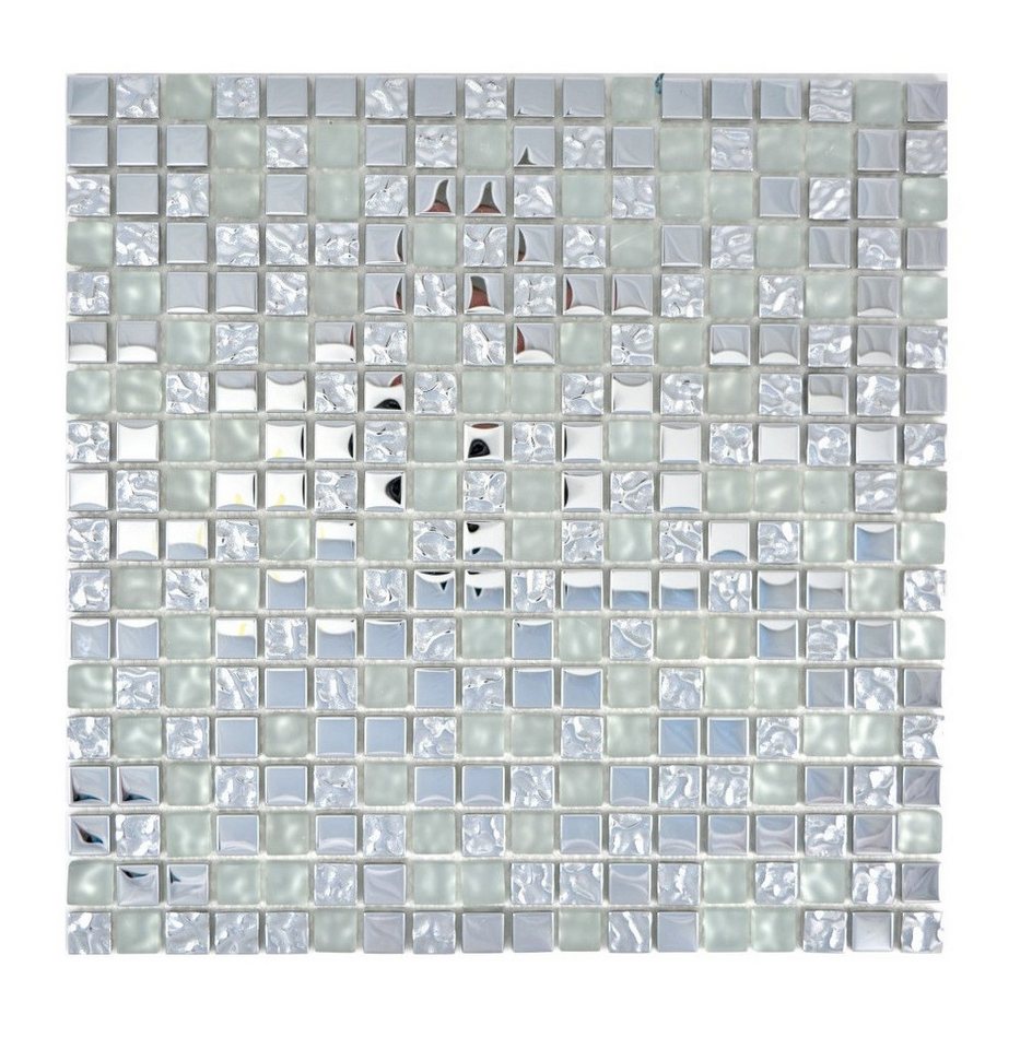 Mosani Mosaikfliesen Glasmosaik Crystal Mosaikfliesen silber matt / 10 Matten von Mosani