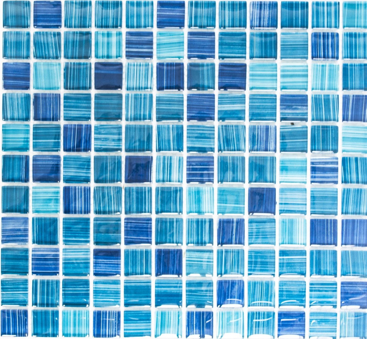 Mosani Mosaikfliesen Glasmosaik Crystal Mosaikfliesen strichblau glänzend / 10 Matten von Mosani