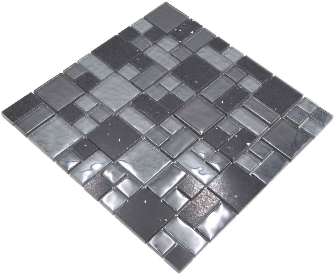 Mosani Mosaikfliesen Glasmosaik Mosaik mix schwarz glänzend / 10 Matten von Mosani