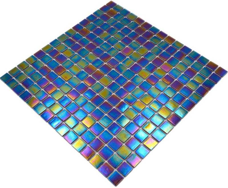 Mosani Mosaikfliesen Glasmosaik Mosaikfliesen iridium schwarz glänzend / 10 Matten von Mosani