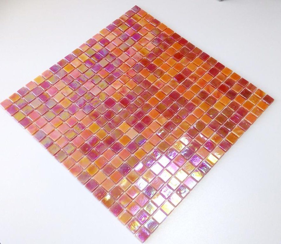 Mosani Mosaikfliesen Glasmosaik Mosaikfliesen mix rot glänzend / 10 Matten von Mosani