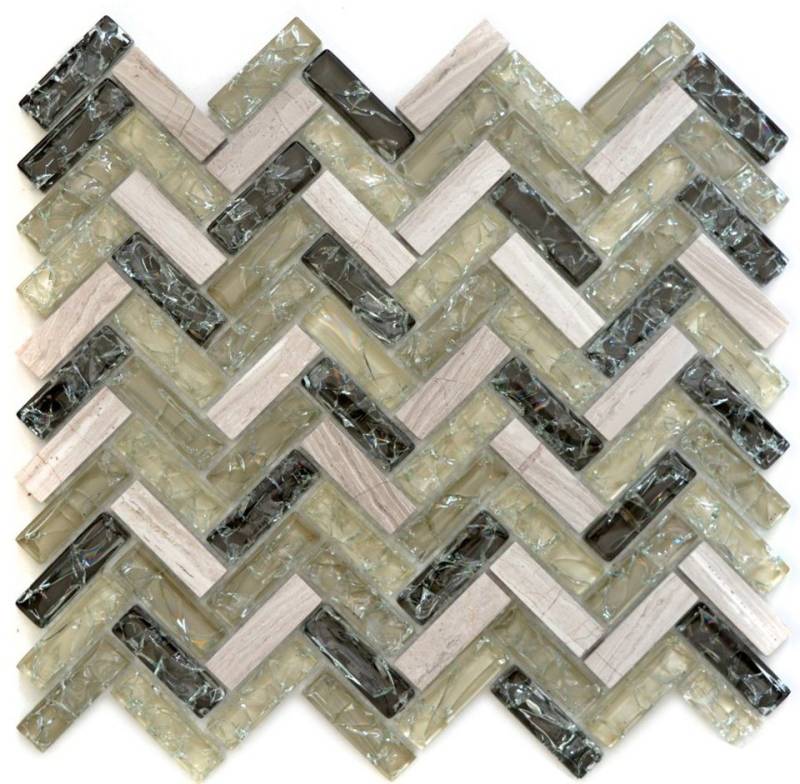 Mosani Mosaikfliesen Glasmosaik Naturstein Mosaik graugrün glänzend / 10 Matten von Mosani