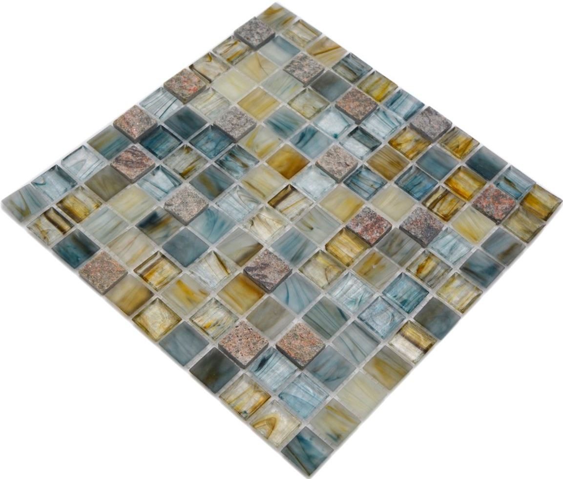 Mosani Mosaikfliesen Glasmosaik Naturstein Mosaik hellgrau glänzend / 10 Matten von Mosani