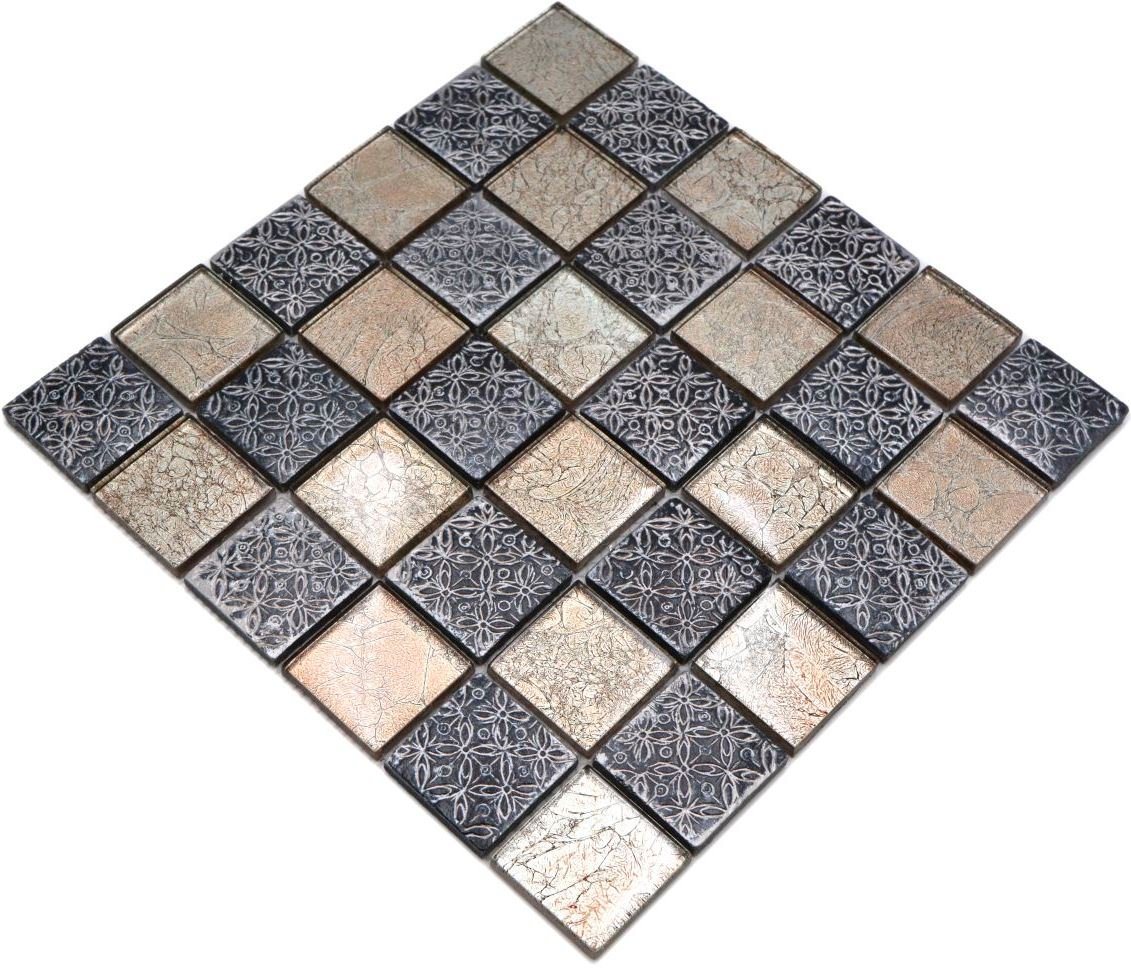 Mosani Mosaikfliesen Glasmosaik Resin Mosaik champagner schwarz glänzend / 10 Matten von Mosani