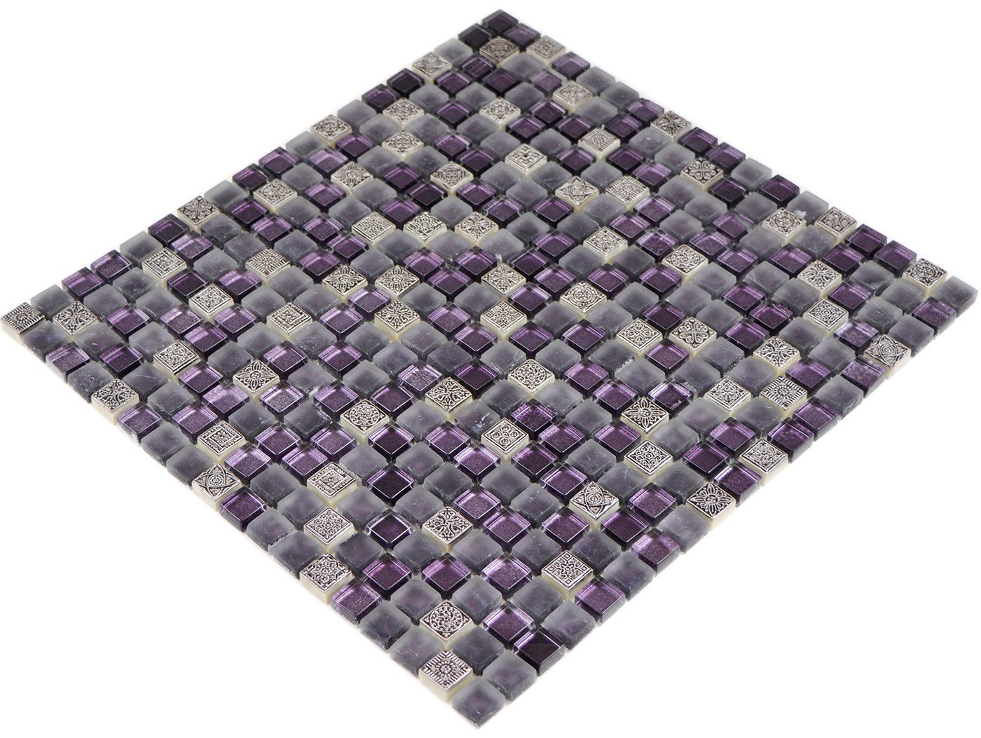 Mosani Mosaikfliesen Glasmosaik Resin Mosaik lila glänzend / 10 Matten von Mosani