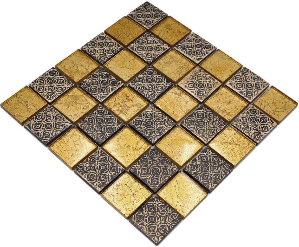 Mosani Mosaikfliesen Glasmosaik Resin Mosaikfliesen gold glänzend / 10 Matten von Mosani