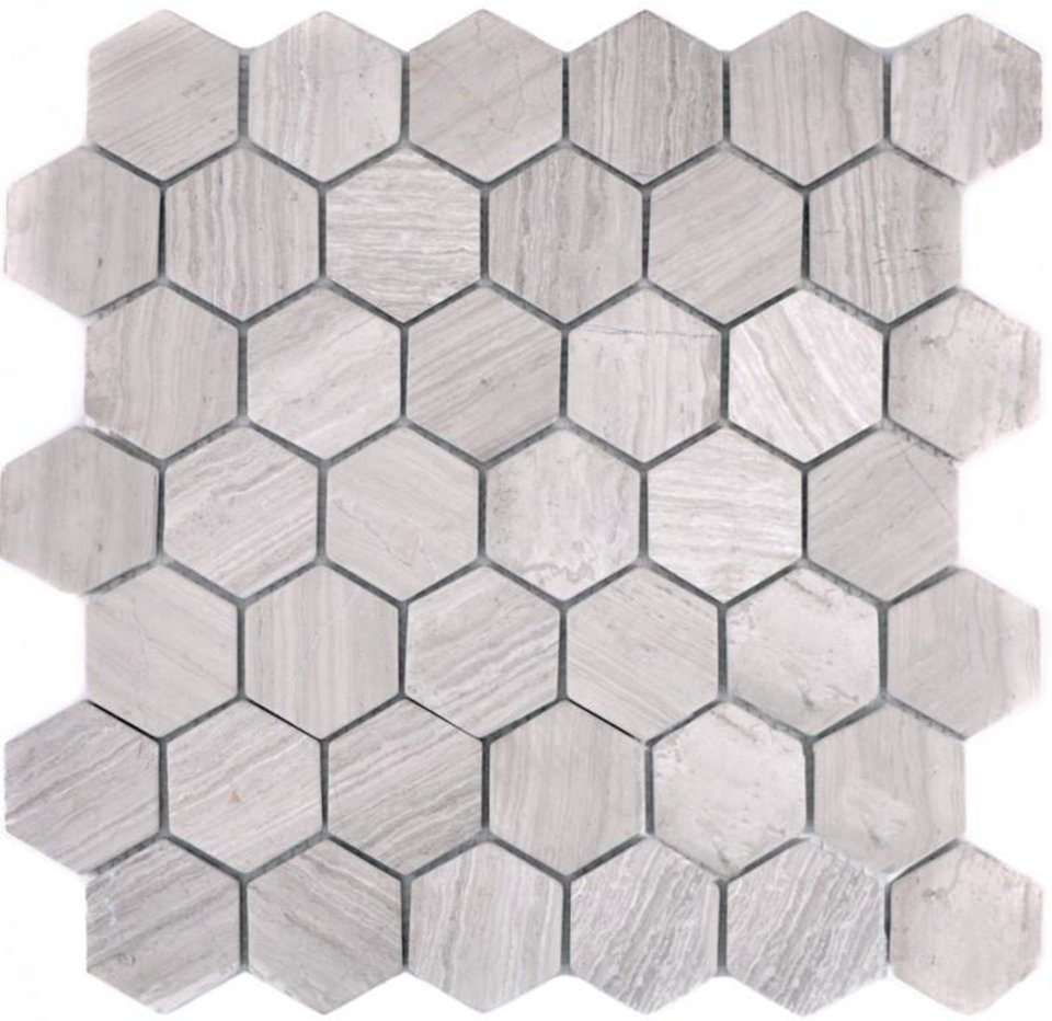 Mosani Mosaikfliesen Hexagon Marmormosaik Mosaikfliesen grau matt / 10 Matten von Mosani