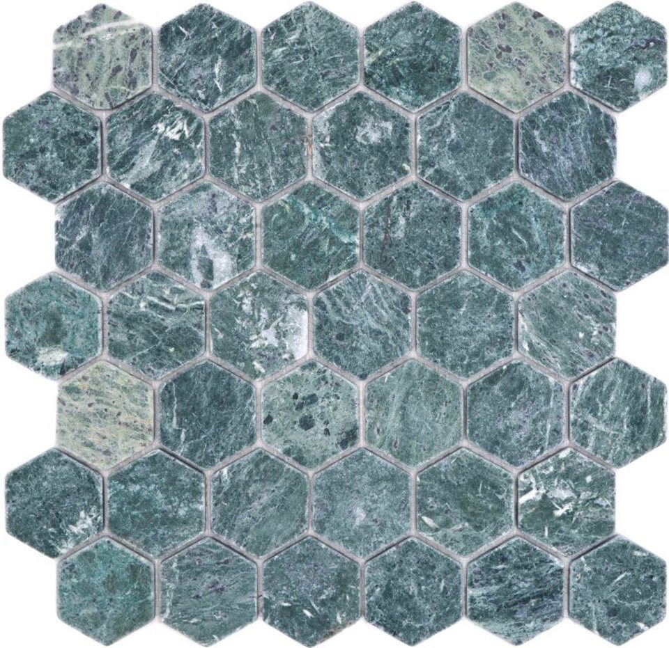 Mosani Mosaikfliesen Hexagon Marmormosaik Mosaikfliesen grün matt / 10 Matten von Mosani