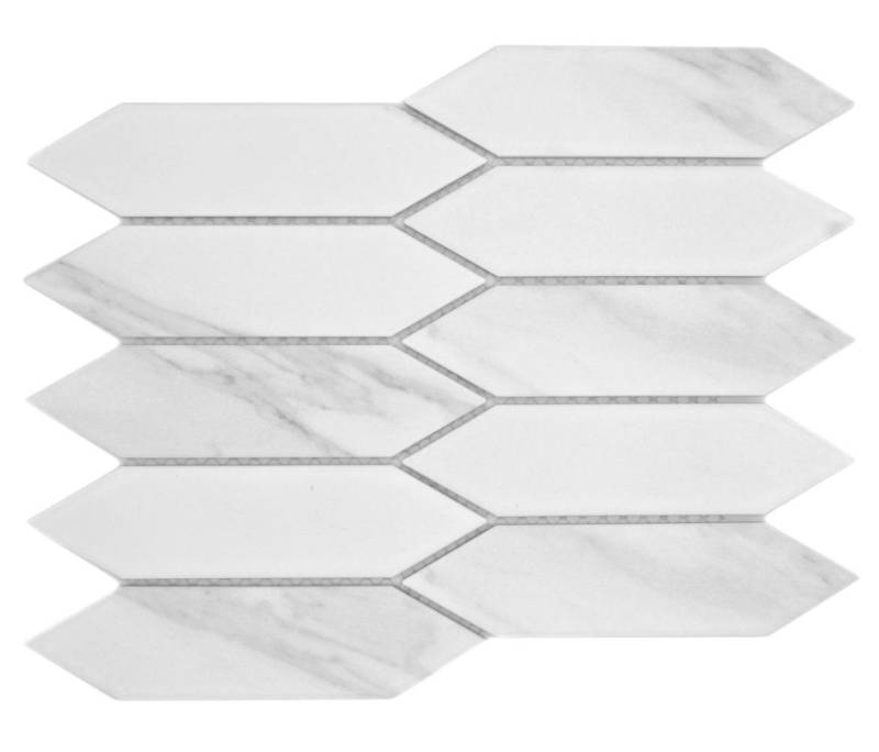 Mosani Mosaikfliesen Keramik Mosaikfliese Hexagon Sechseck Cararra weiß grau von Mosani