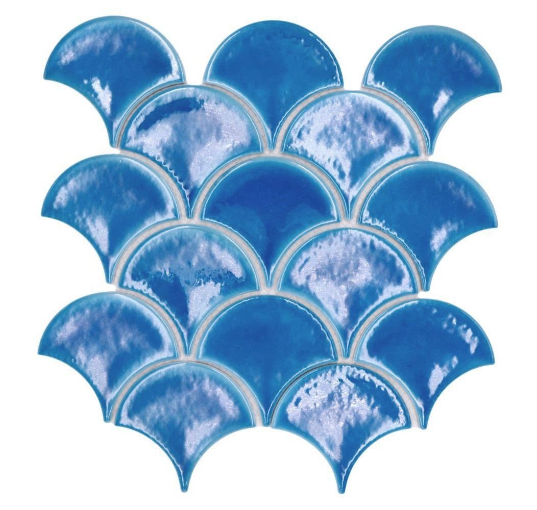 Mosani Mosaikfliesen Keramikmosaik Mosaikfliesen dunkelblau glänzend / 10 Mosaikmatten von Mosani