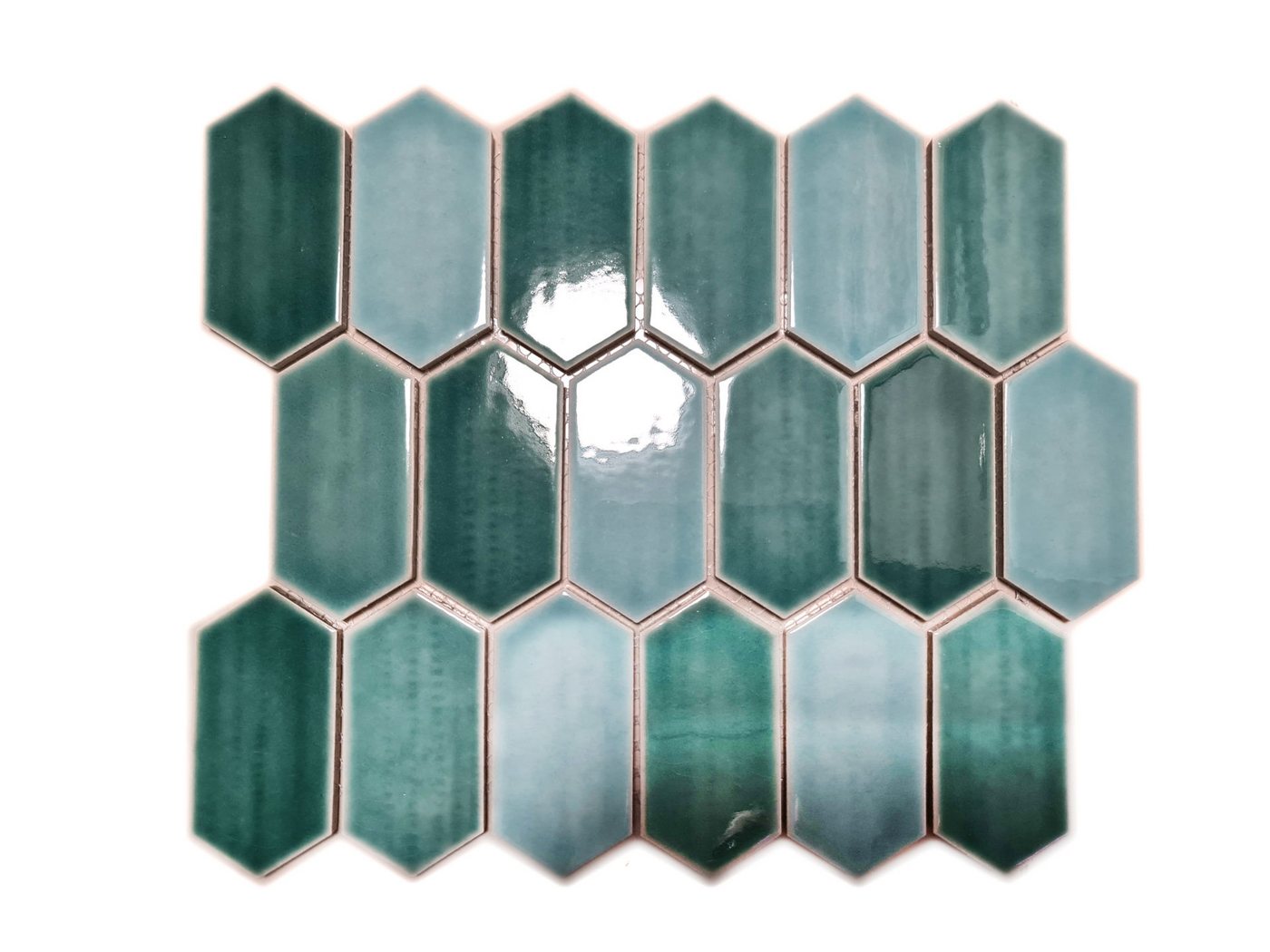 Mosani Mosaikfliesen Keramikmosaik Mosaikfliesen grün glänzend / 10 Mosaikmatten von Mosani