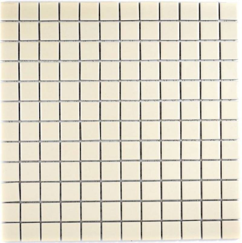 Mosani Mosaikfliesen Keramikmosaik Mosaikfliesen magnolia beige glänzend Fliesenspiegel von Mosani