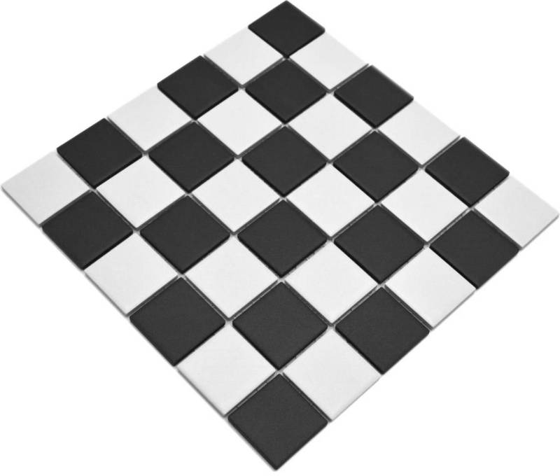 Mosani Mosaikfliesen Keramikmosaik Mosaikfliesen mix schwarz weiß matt / 10 Mosaikmatten von Mosani