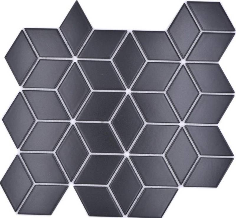 Mosani Mosaikfliesen Keramikmosaik Mosaikfliesen schwarz matt / 10 Mosaikmatten von Mosani