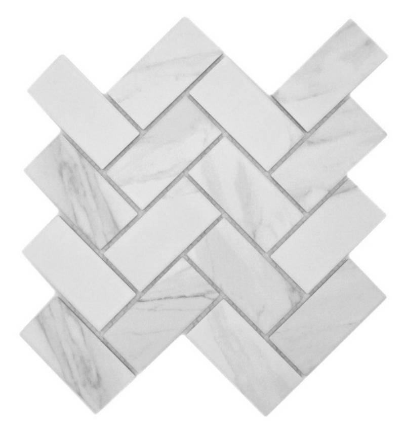Mosani Mosaikfliesen Keramikmosaik Mosaikfliesen weiß matt / 10 Mosaikmatten von Mosani