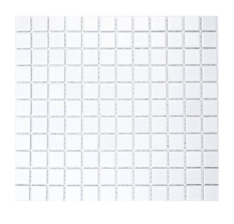 Mosani Mosaikfliesen Keramikmosaik Mosaikfliesen weiß matt / 10 Mosaikmatten von Mosani