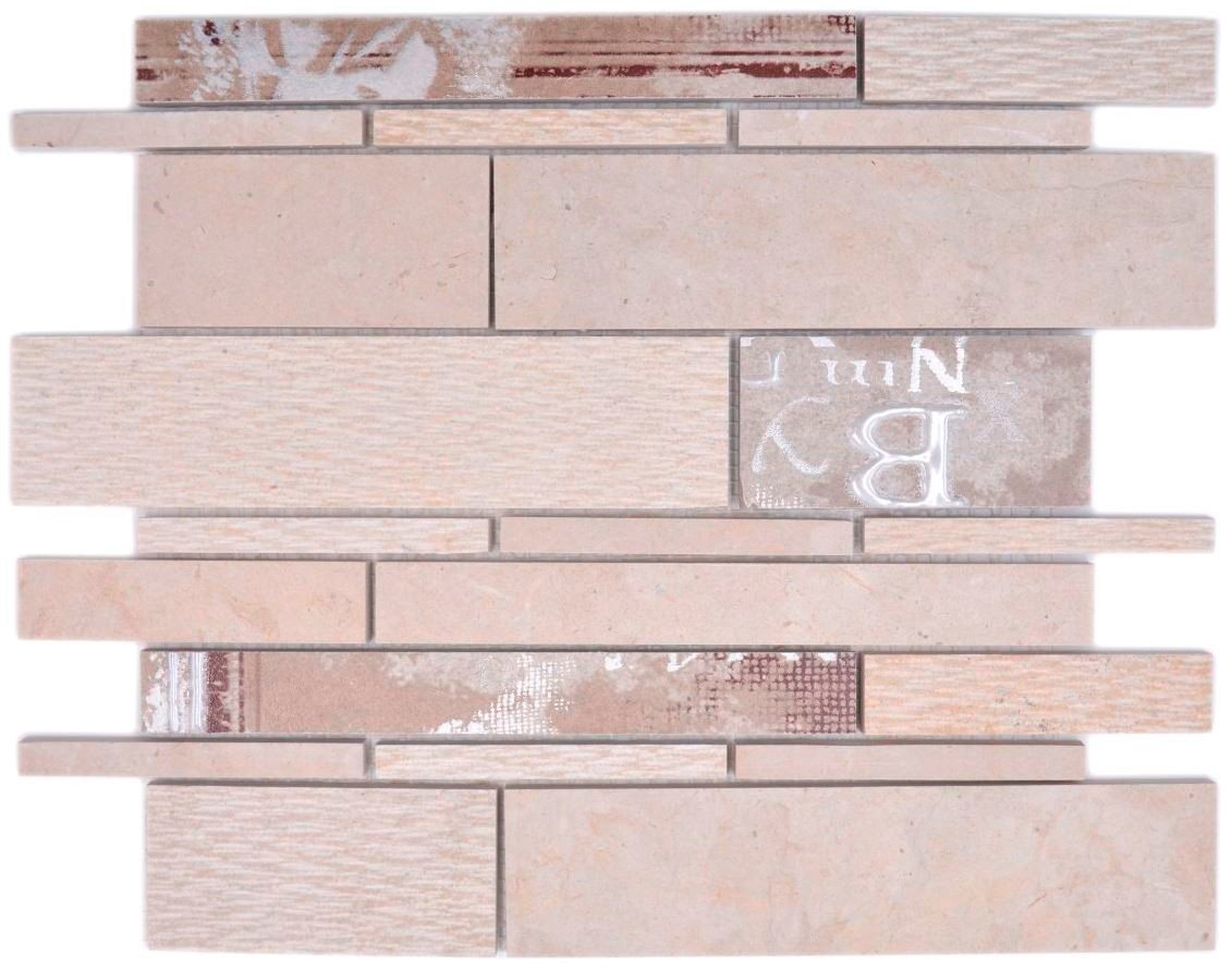 Mosani Mosaikfliesen Keramikmosaik Naturstein Mosaikfliesen mix beige matt / 10 Matten von Mosani