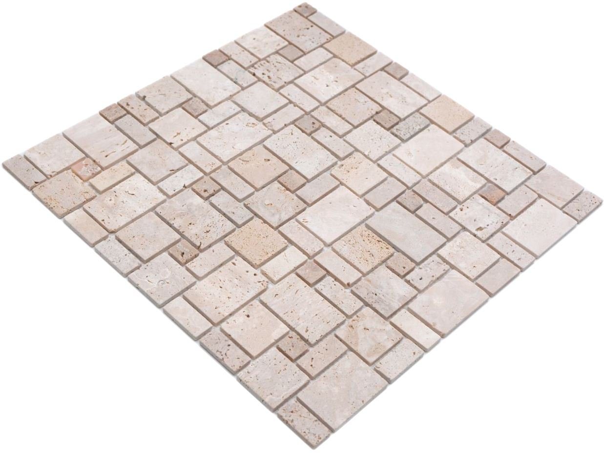 Mosani Mosaikfliesen Kombi Travertinmosaik Mosaikfliesen mix beige matt / 10 Matten von Mosani