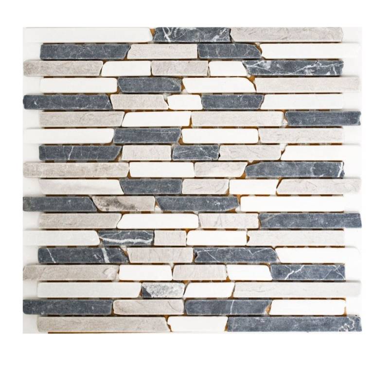 Mosani Mosaikfliesen Marmormosaik Mosaikfliesen mix beige grau schwarz matt / 10 Matten von Mosani