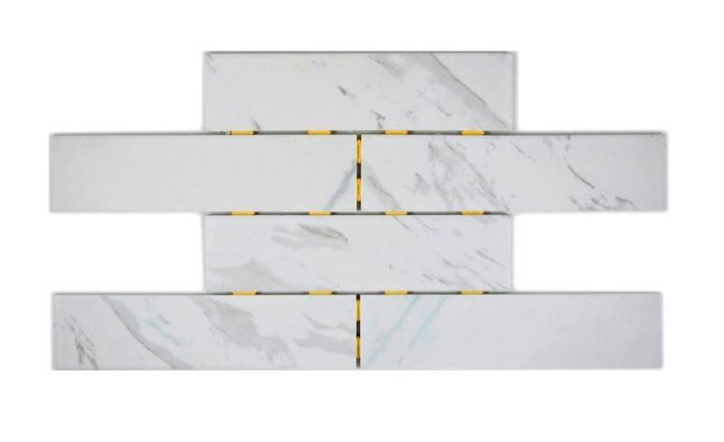 Mosani Mosaikfliesen Mosaik Fliese Keramik weiß Brick Carrara in Dot Joint von Mosani