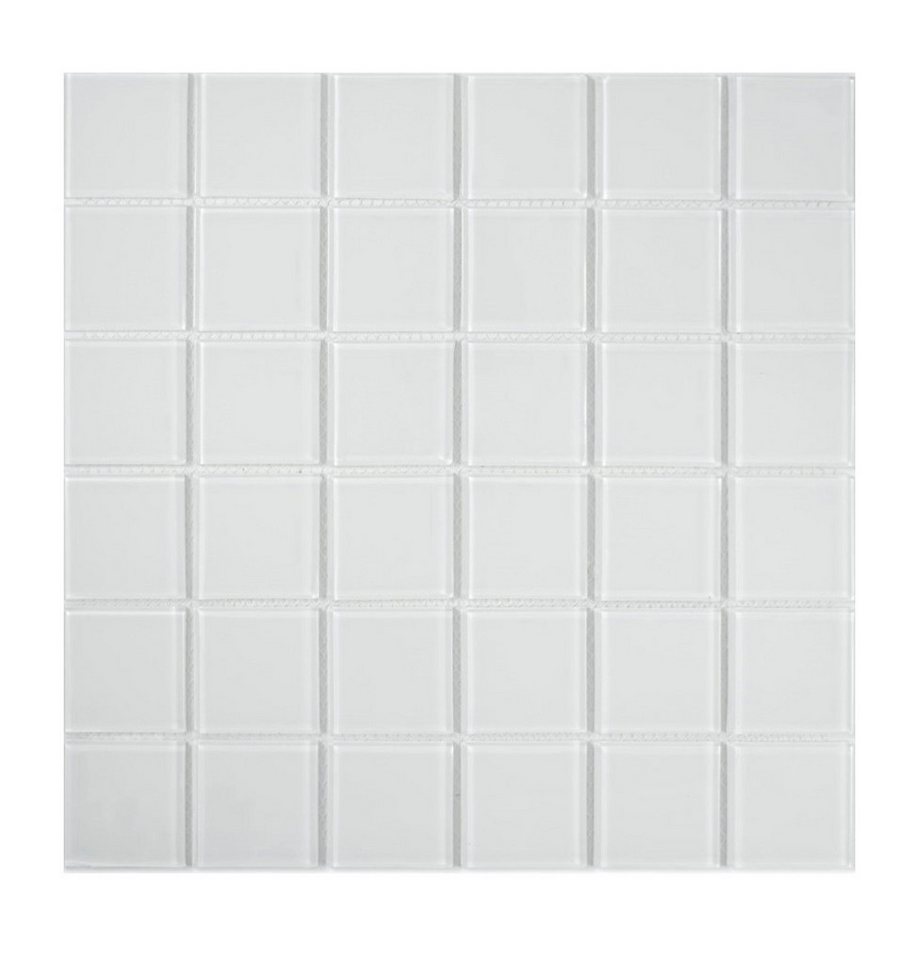 Mosani Mosaikfliesen Mosaikfliese Glasmosaik superweiss BAD WC Küche WAND Mosaikmatte von Mosani