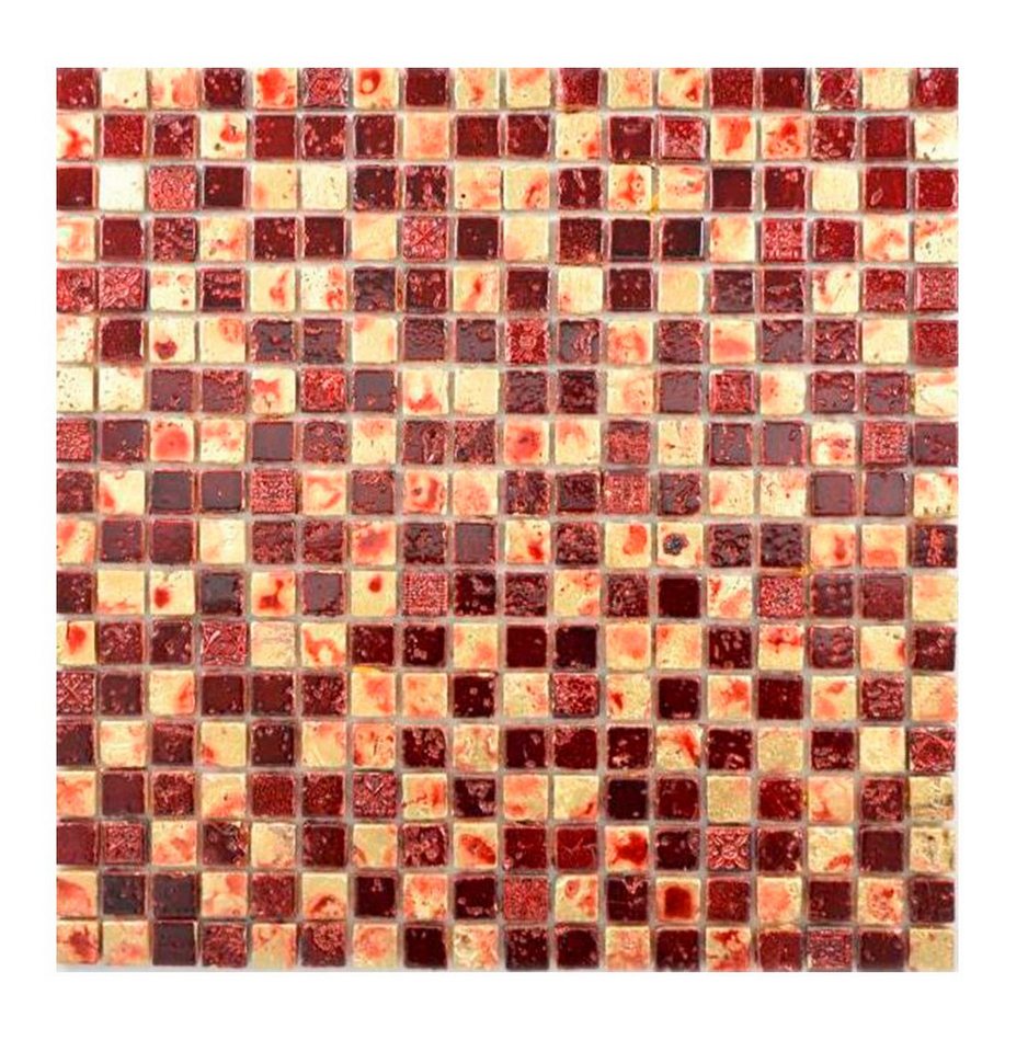 Mosani Mosaikfliesen Naturstein Resin Mosaik gold rot glänzend / 10 Matten von Mosani