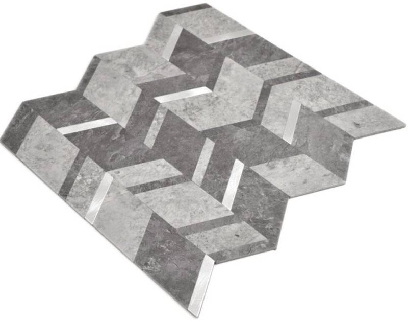 Mosani Mosaikfliesen Pfeil Vinyl Mosaik Selbstklebend zementgrausilber matt / 10 Matten von Mosani