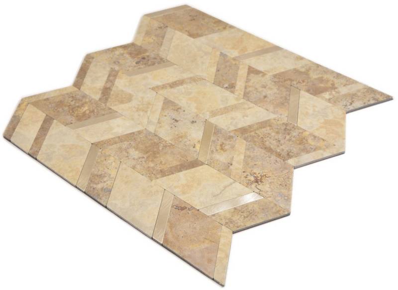 Mosani Mosaikfliesen Pfeil Vinyl Mosaikfliesen Selbstklebend beigesilber matt / 10 Matten von Mosani