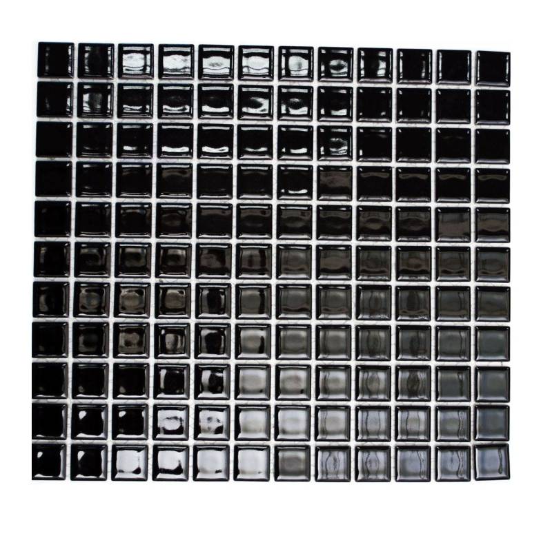 Mosani Mosaikfliesen Keramikmosaik Mosaikfliesen schwarz glänzend / 10 Mosaikmatten von Mosani