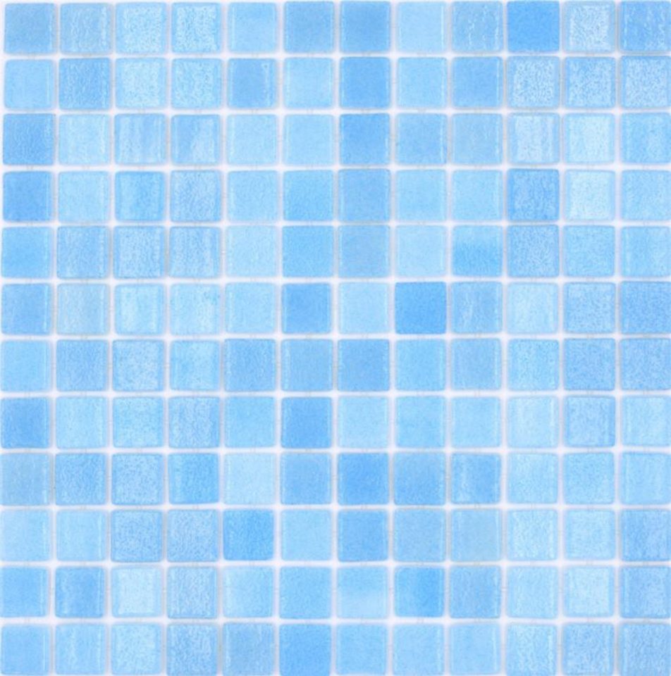 Mosani Mosaikfliesen Recycling Glasmosaik Mosaikfliesen hellblau glänzend / 10 Mosaikmatten von Mosani